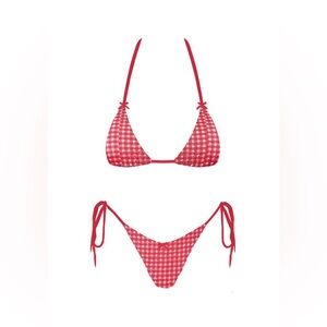 Red Checkered Bikini Set